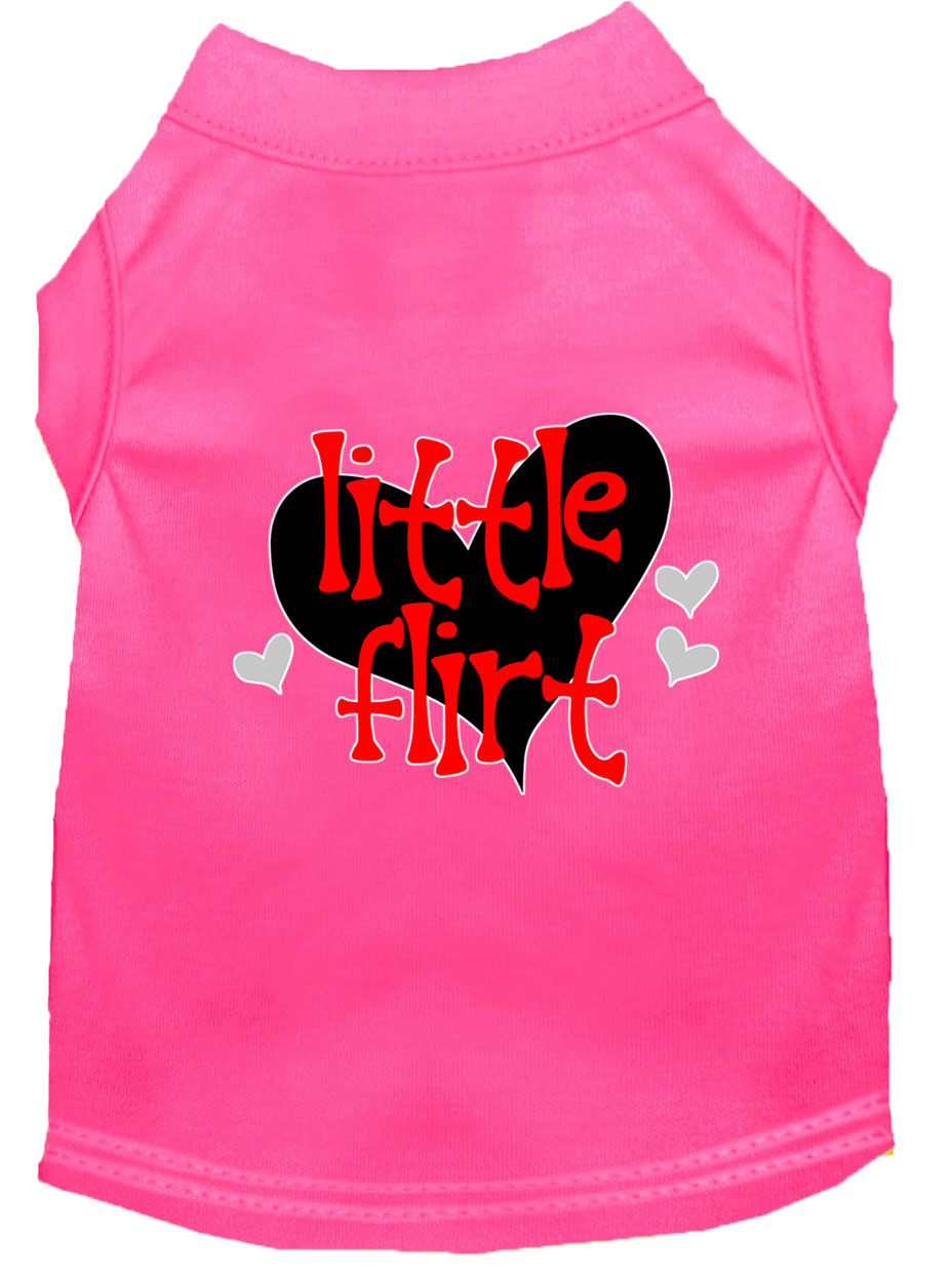 Little Flirt Screen Print Dog Shirt Bright Pink Sm